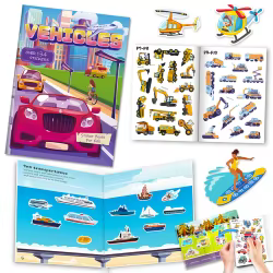 Libro de pegatinas con vehículos – Actividad infantil interactiva