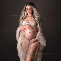 Vestido de maternidad con tul y capa para fotos de embarazo
