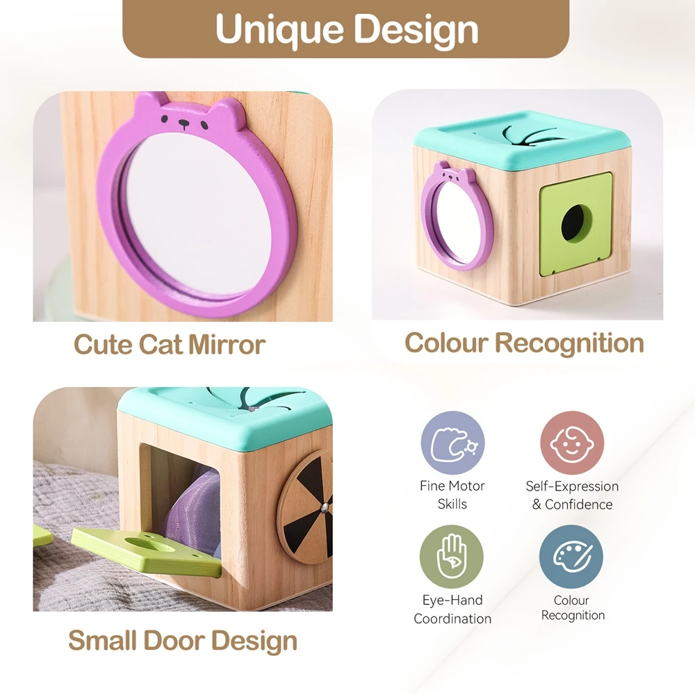 Sonajero Montessori madera bebé – Juguete educativo desarrollo infantil - imagen 2
