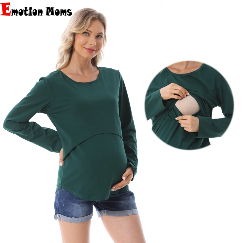 Camiseta de lactancia y maternidad de algodón, manga larga suave - imagen 2