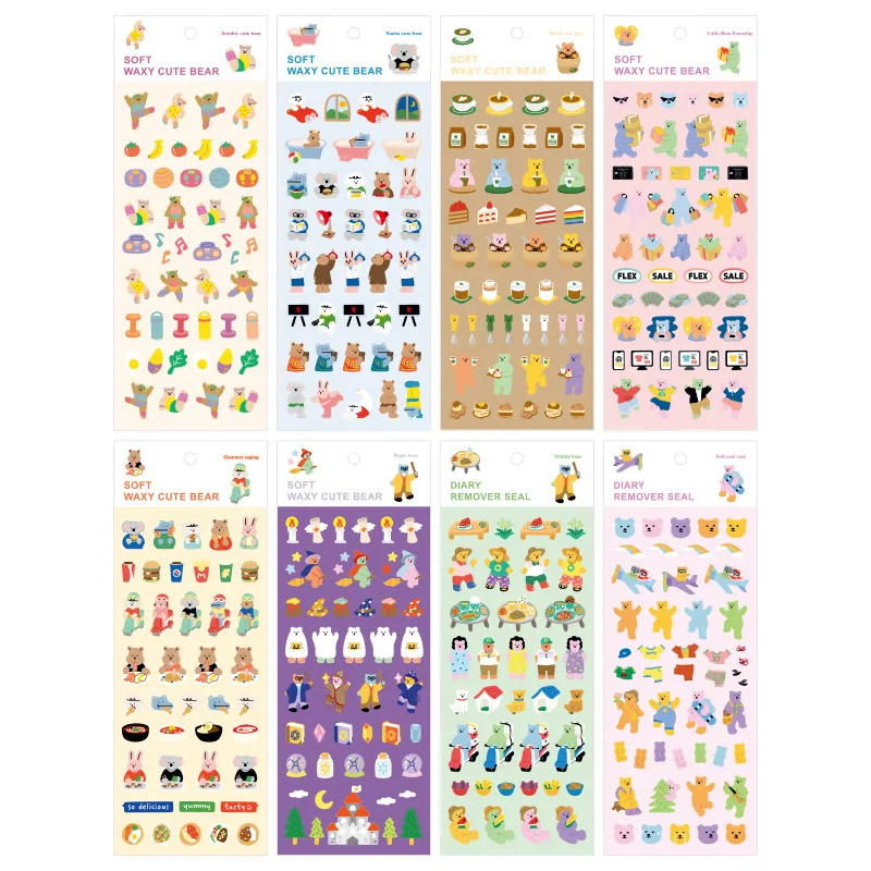 Pegatinas impermeables de osos para material escolar infantil