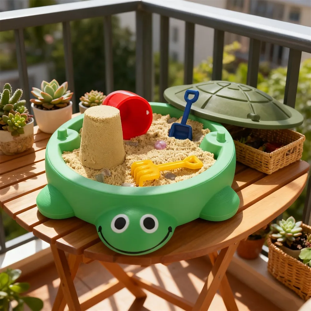 Mini caja de arena portátil para niños con herramientas y tapa - imagen 5