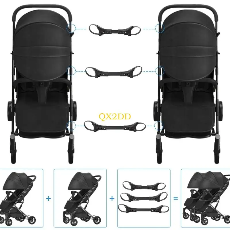 QX2D Adaptador para cochecitos gemelares, acoplador rápido seguro