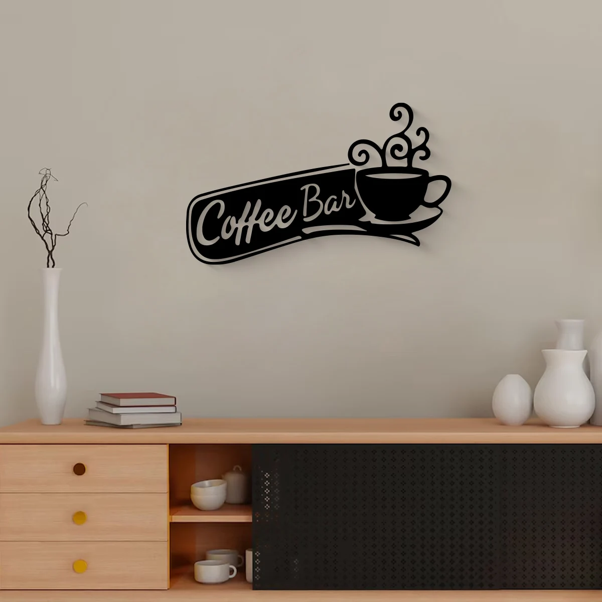 Letrero de taza de café en hierro, estilo rústico