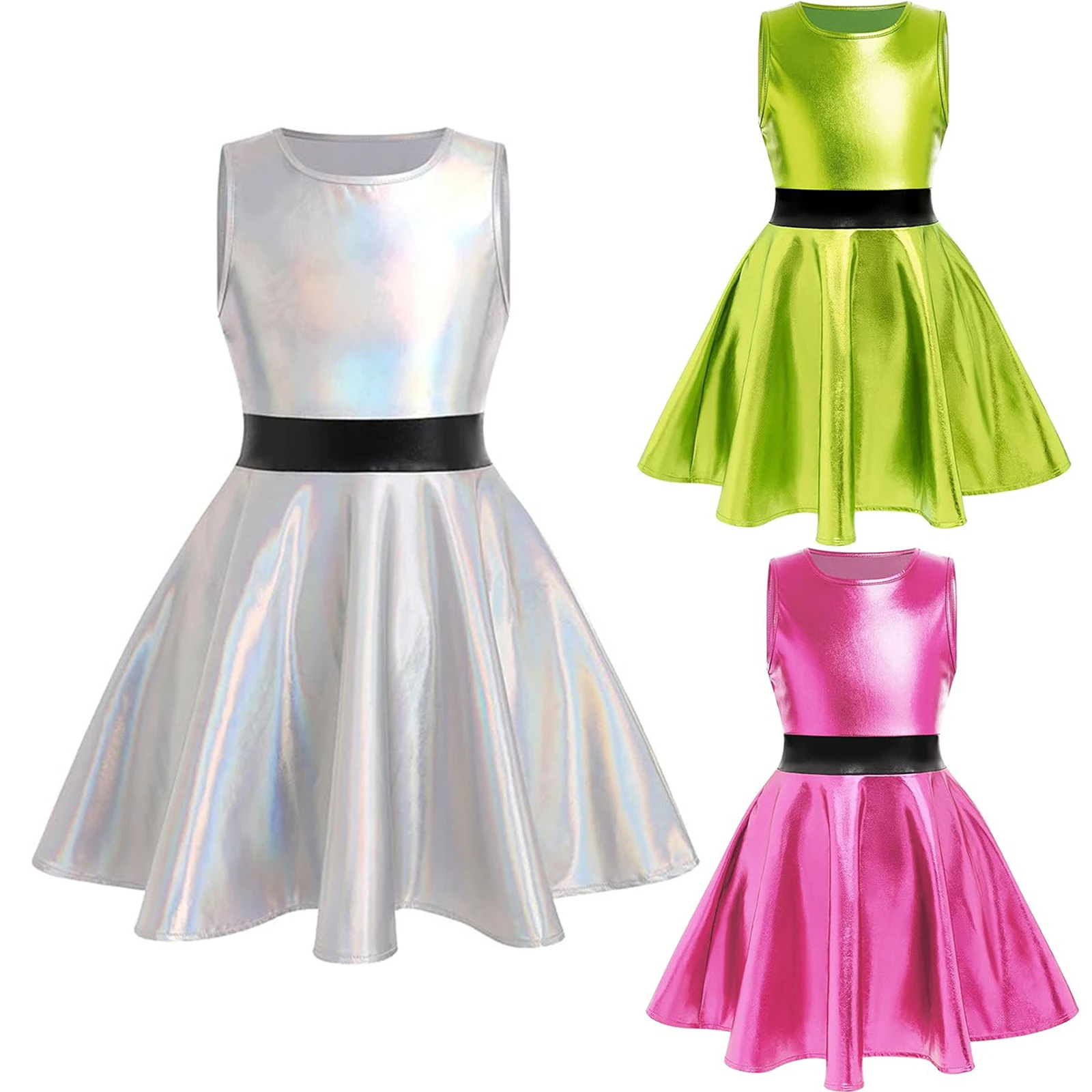 Vestido metálico brillante para niñas