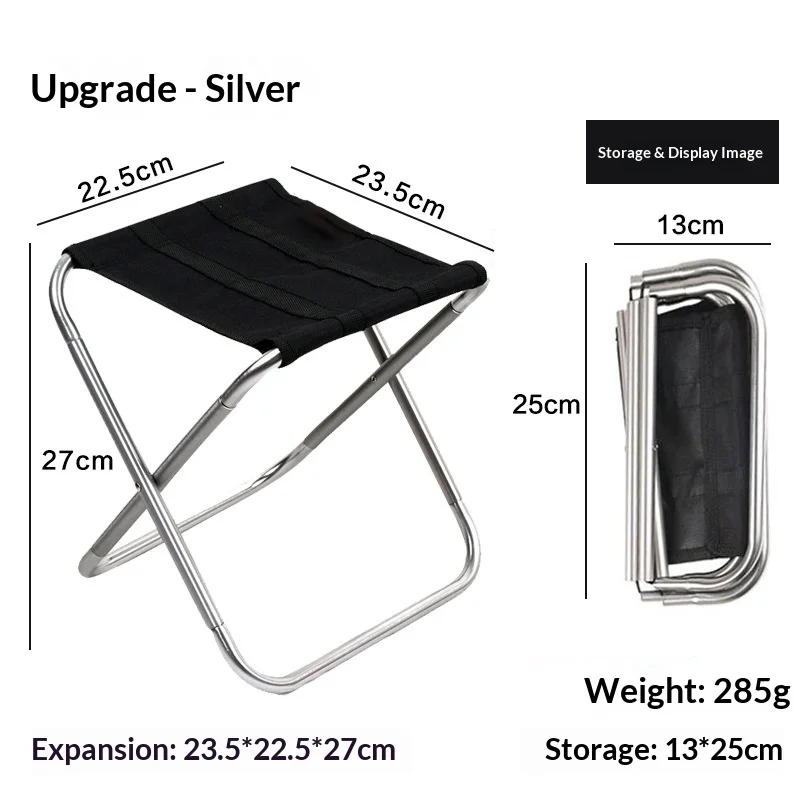 Silla plegable de aluminio para exteriores, taburete camping portátil - imagen 5