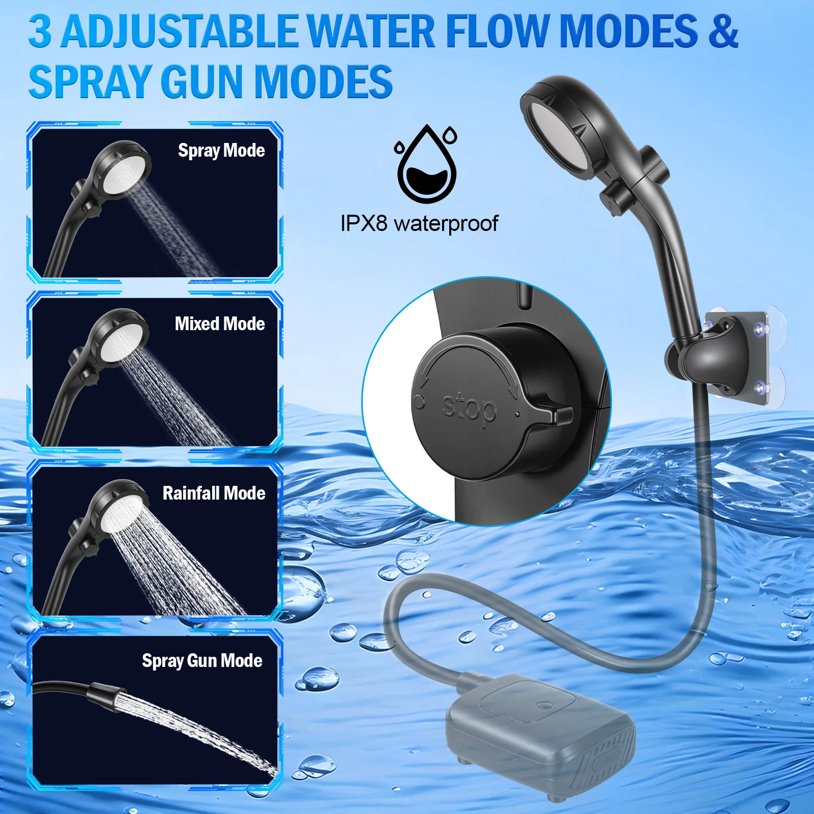 Ducha portátil eléctrica para exteriores y uso doméstico - imagen 5