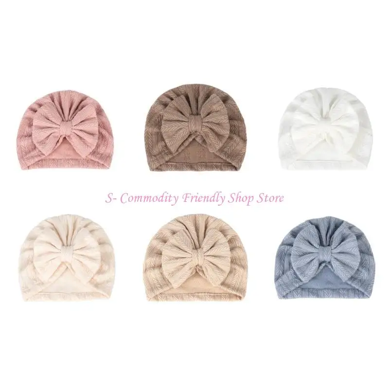85AE Turbante de bebé con lazo y nudo, gorrito infantil suave - imagen 5