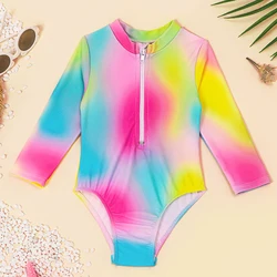 Bañador de niña con manga larga – Estampado infantil una pieza