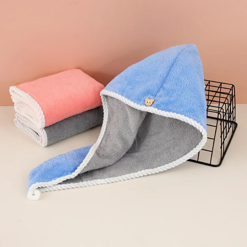 Gorro toalla para secado rápido del cabello, doble capa absorbente - imagen 2