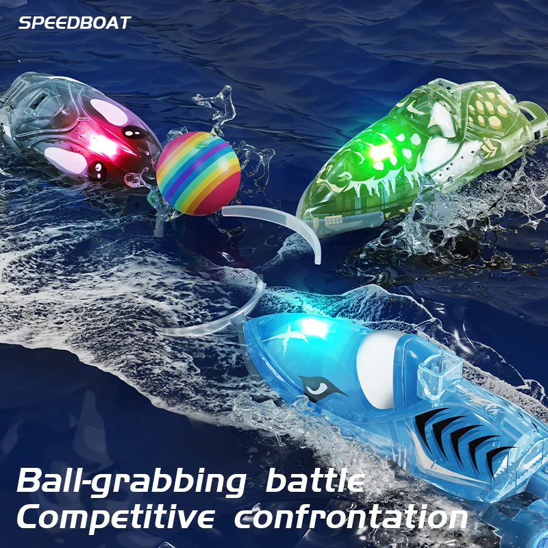 Barco RC teledirigido acuático con luz LED y velocidad para niños - imagen 2