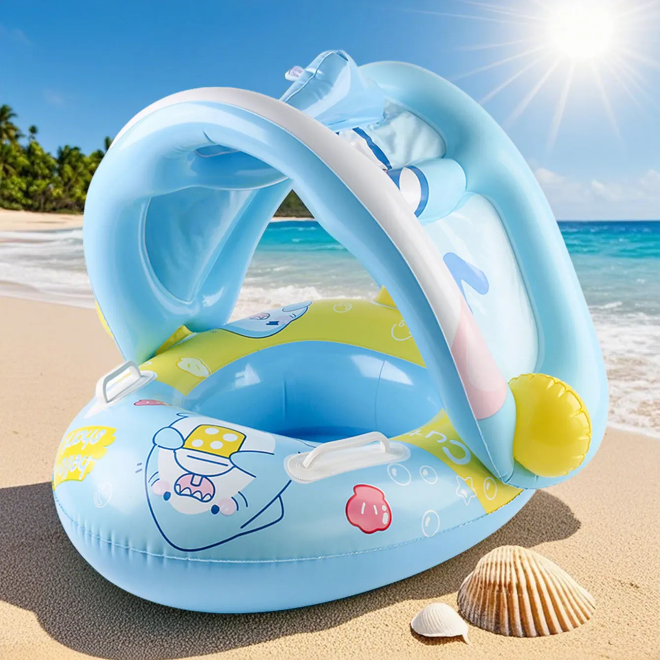 Flotador hinchable para bebé con soporte seguro - imagen 4