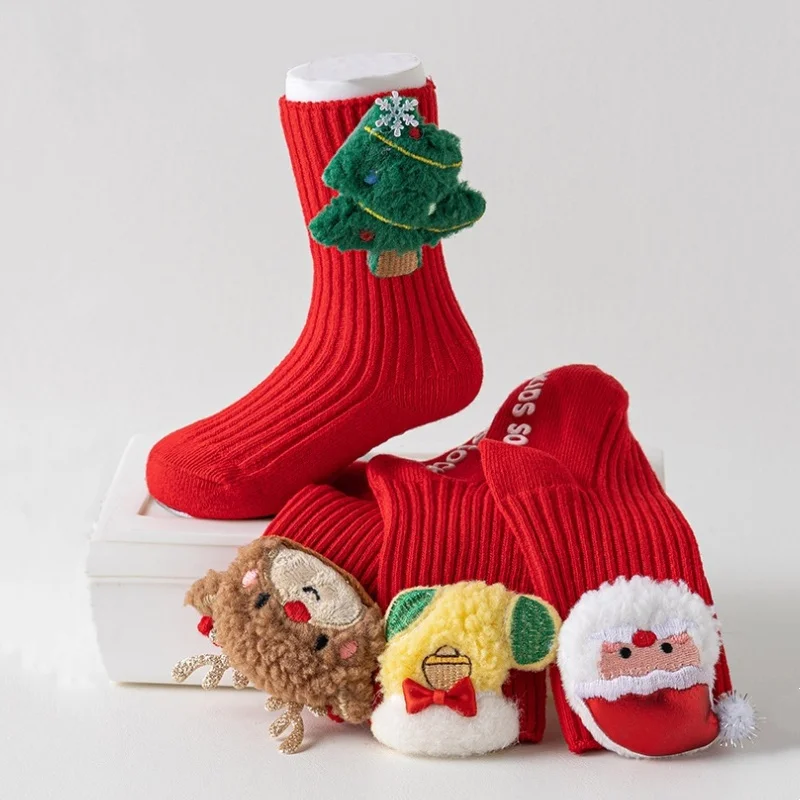 Calcetines Navidad rojos para bebé 0-3 años – Antideslizantes invierno - imagen 3