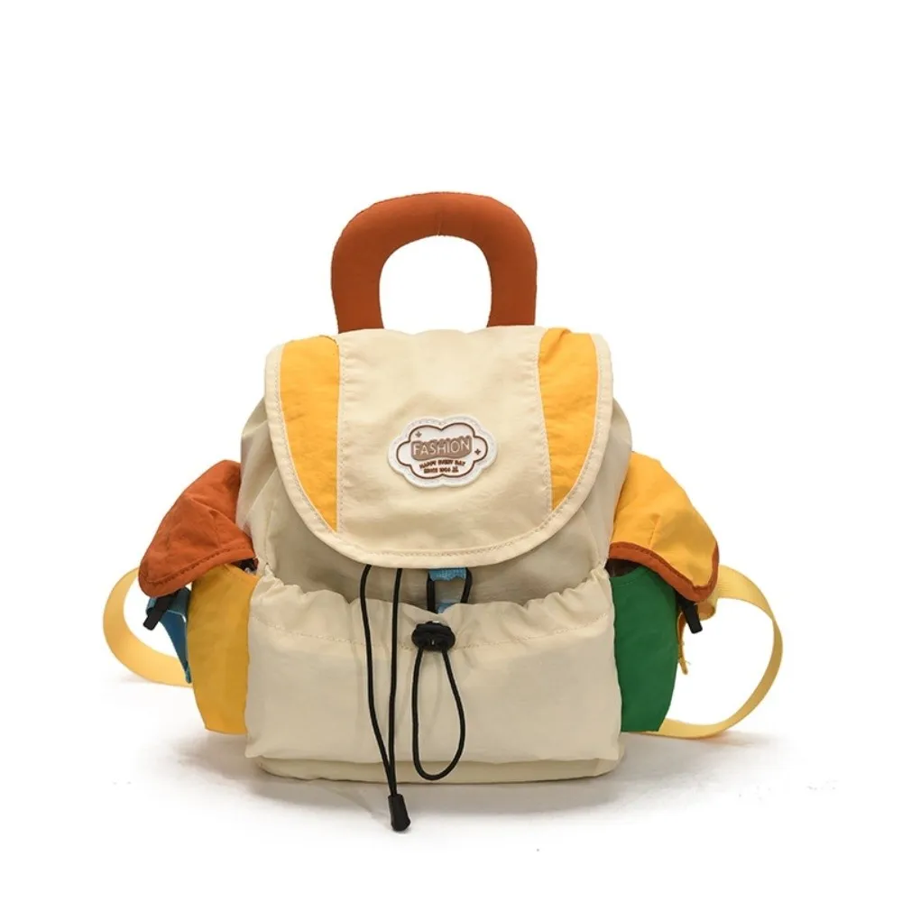 Mochila escolar de nailon con cordón y bolsillos estilo coreano - imagen 2