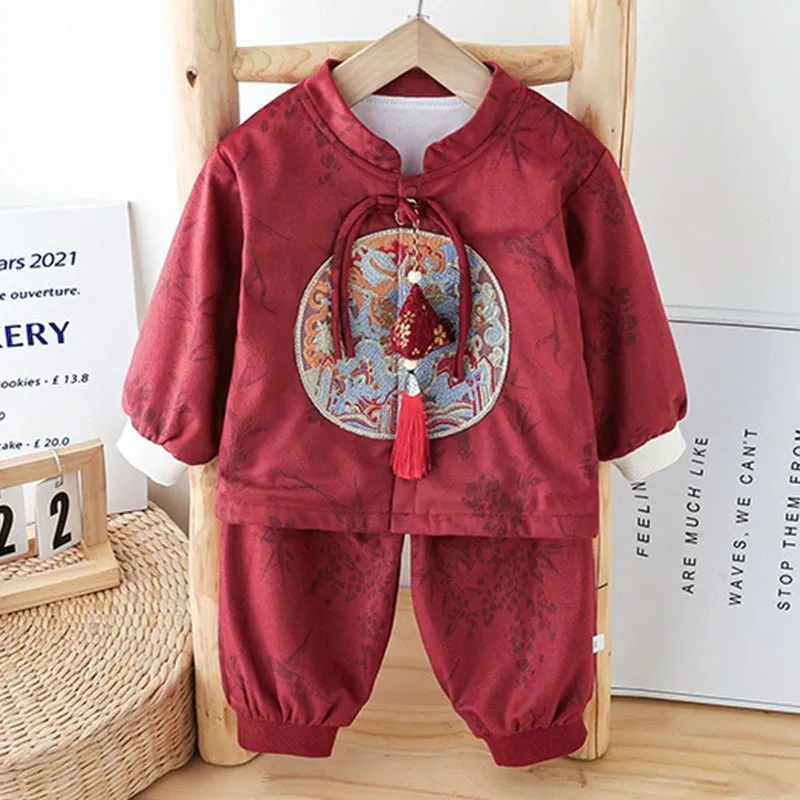 Conjunto de bebé primavera bordado para Año Nuevo Chino