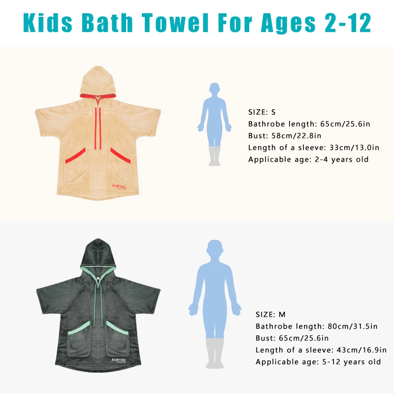 Poncho toalla con capucha absorbente para niños y niñas de playa - imagen 2