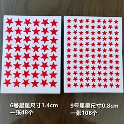 Pegatinas estrellas rojas cinco puntas para recompensas y premios