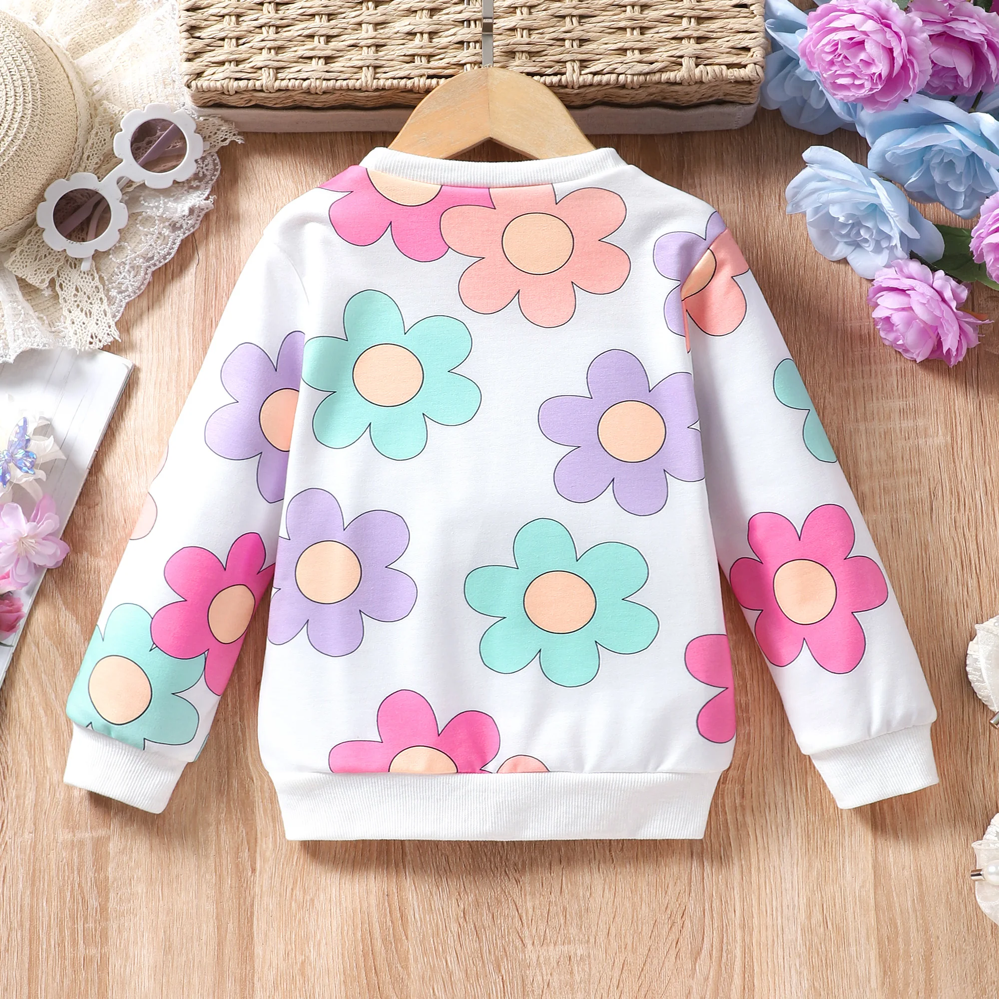 Camiseta de manga larga para niña – floral colorido primavera-otoño - imagen 3