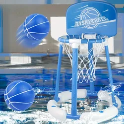 Aro de baloncesto flotante para piscina con pelotas de juego