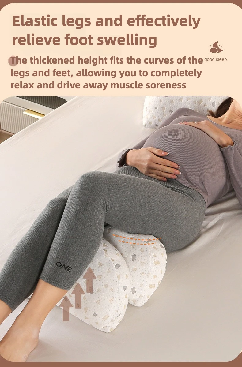 Almohada prenatal mostrada en uso lateral para dormir
