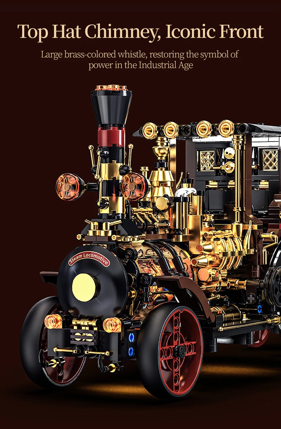 Detalle del vehículo steampunk de juguete