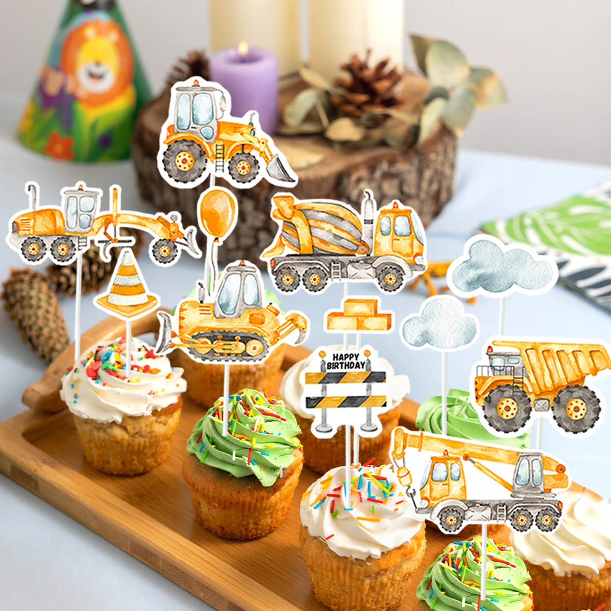 Topper tarta construcción con vehículos 3D para cumpleaños niño - imagen 5