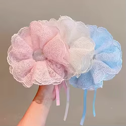 Diademas grandes de encaje francés para niñas – Elásticas color sólido