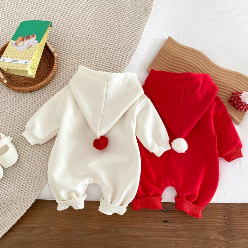 Mameluco navideño con capucha para bebé – polar cálido elegante - imagen 3