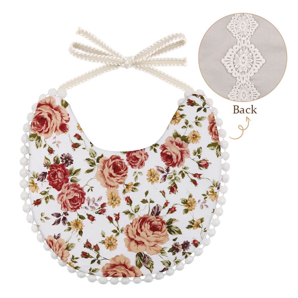 Baberos para bebé de lino y algodón – Dos capas con estampado floral - imagen 5