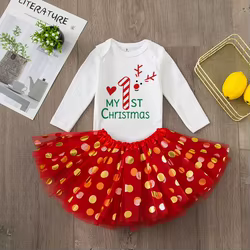 Conjunto de Navidad para bebé niña – Body con falda tutú