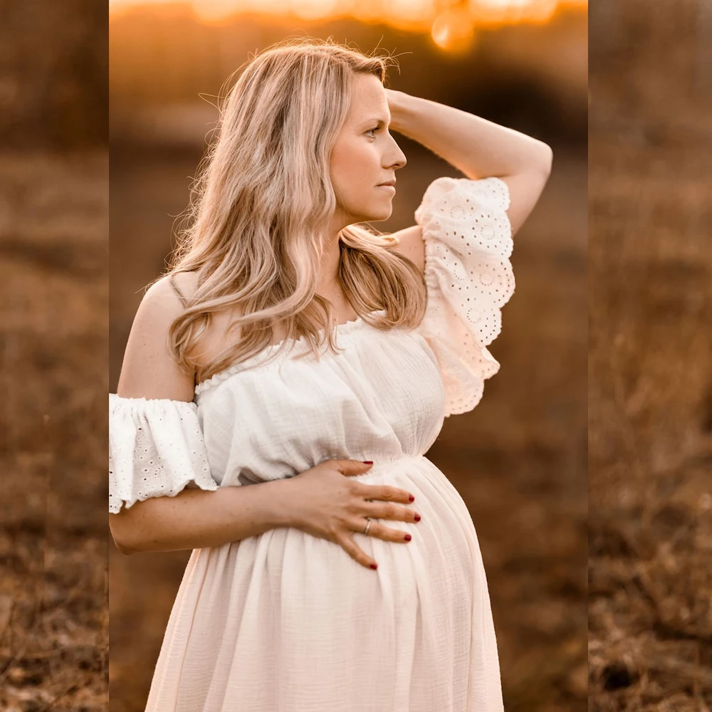 Vestido de maternidad algodón bordado con manga encaje - imagen 4