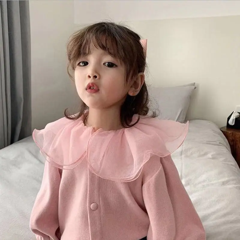 Chaqueta cárdigan niña con solapa de encaje – Otoño Invierno - imagen 2