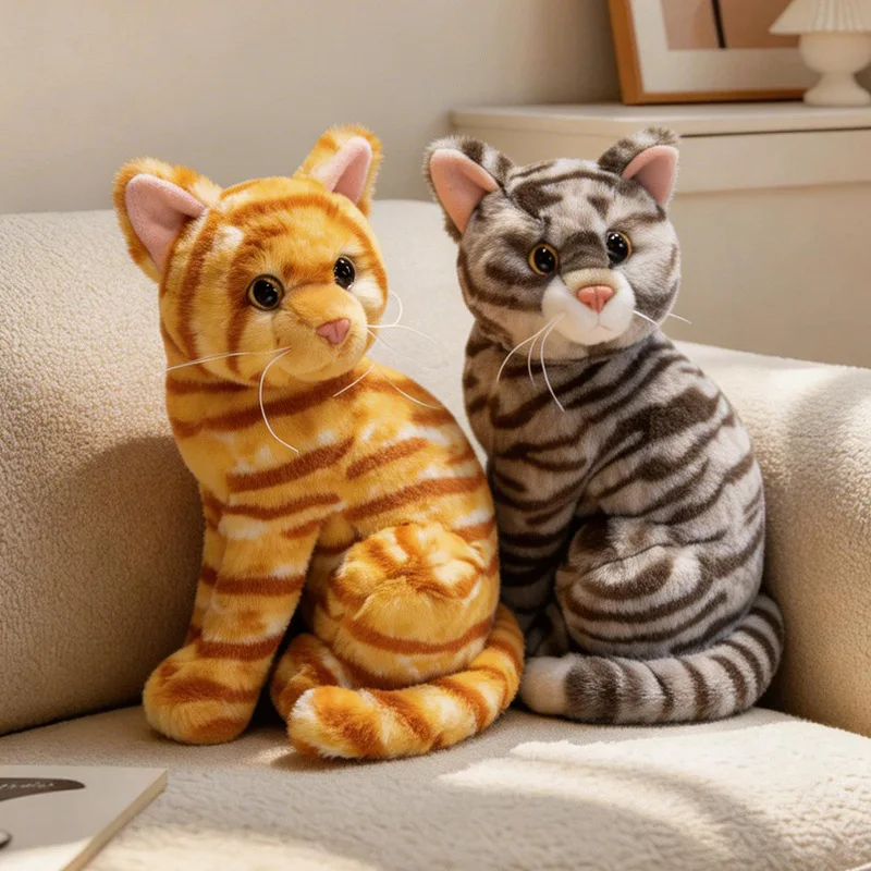 Peluche de gato gris y naranja de dibujos animados, suave y decorativo - imagen 2