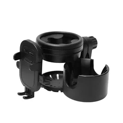 Portavasos para cochecito con soporte para teléfono y botella