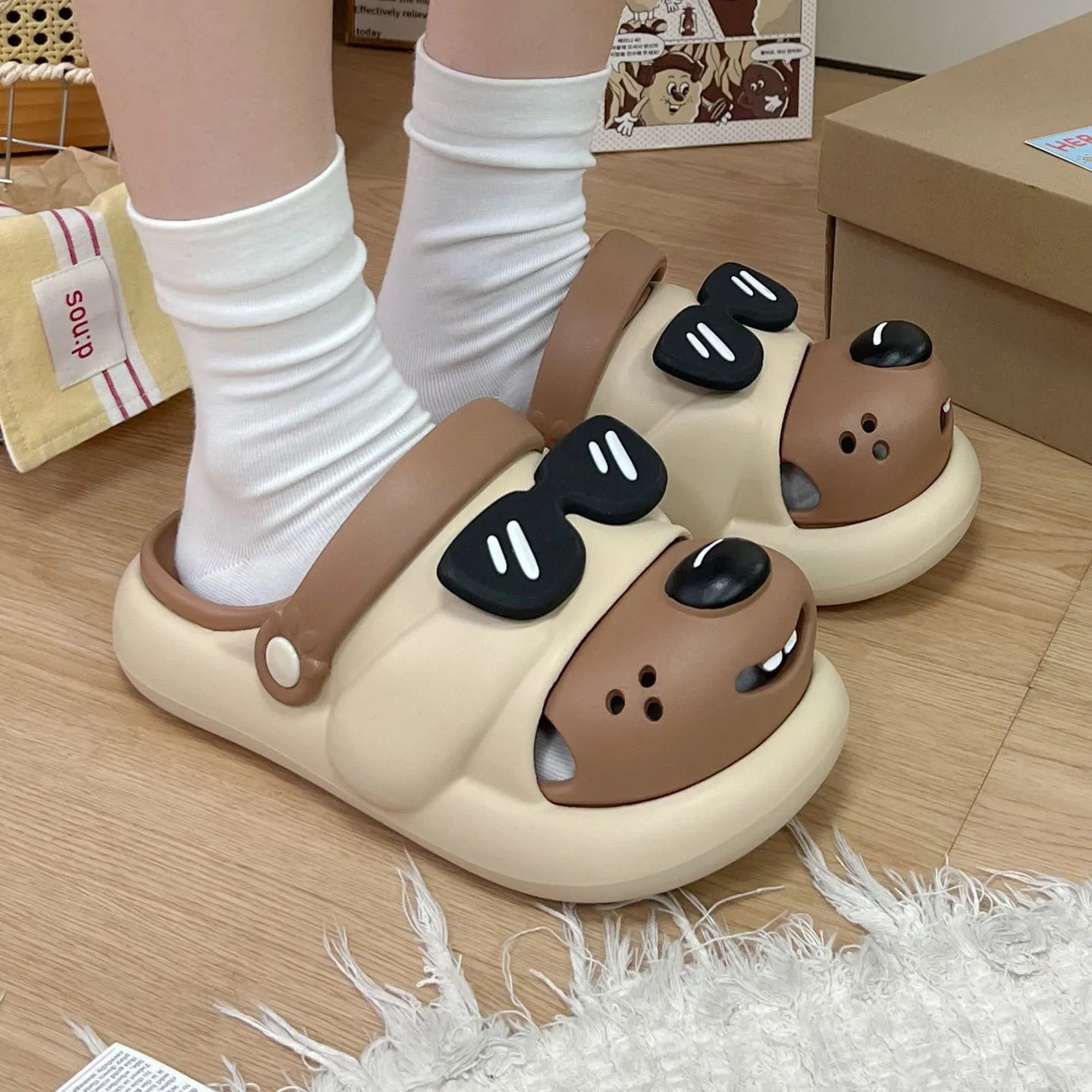 Pantuflas antideslizantes de verano con dibujos animados para niños