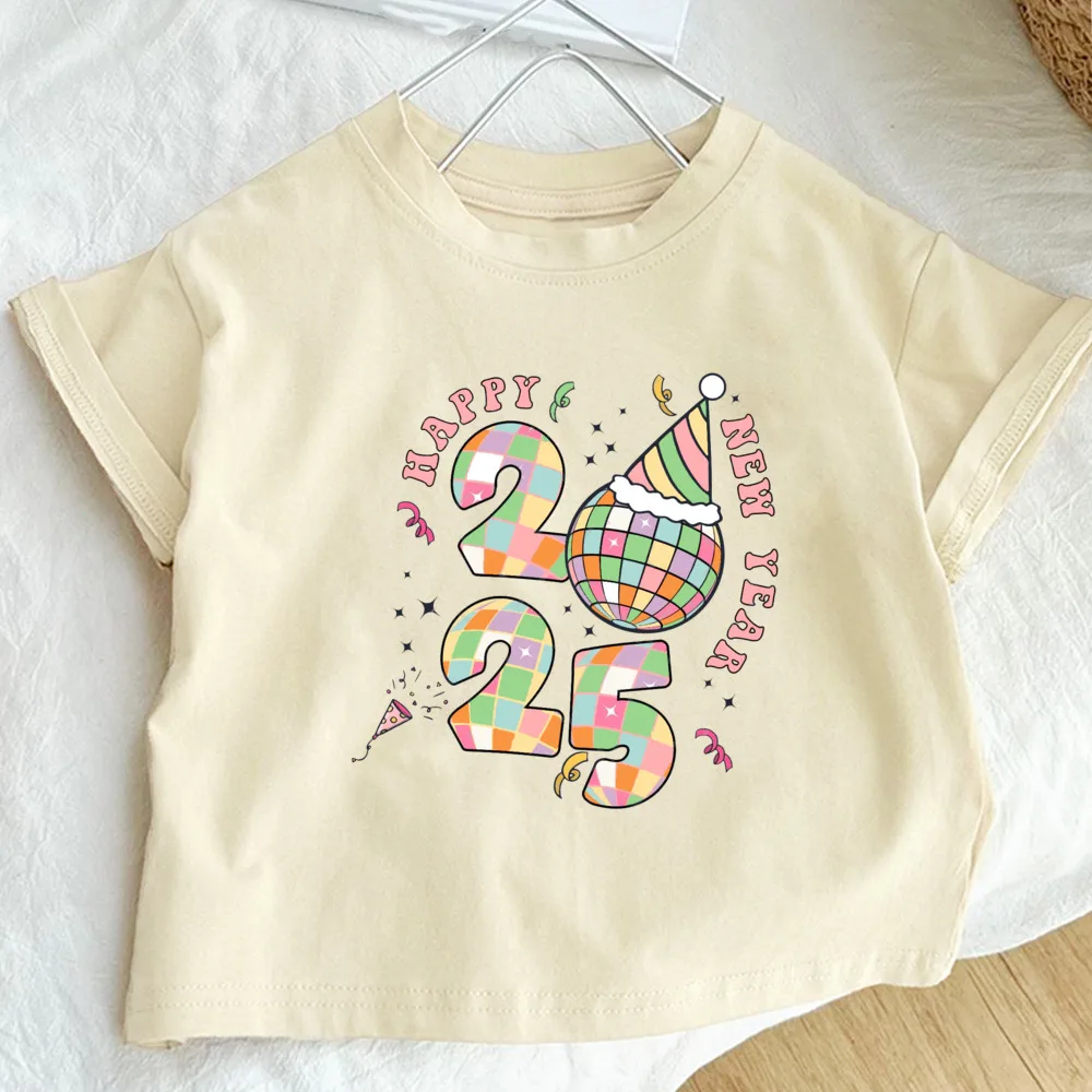 Camiseta manga corta para niños – Estampado feliz año nuevo retro - imagen 4