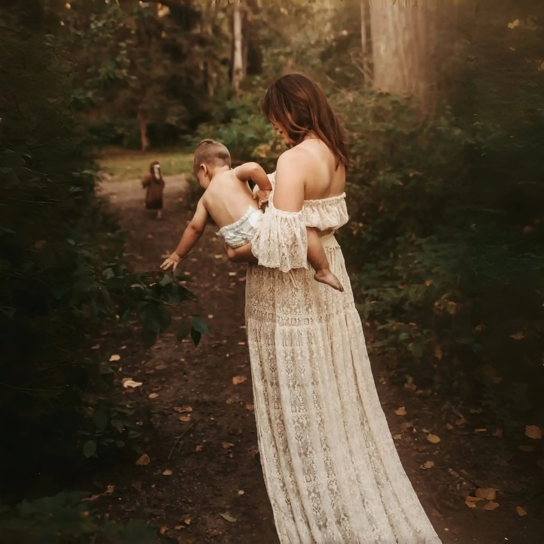 Vestido largo encaje premamá boho fotográfico - imagen 3