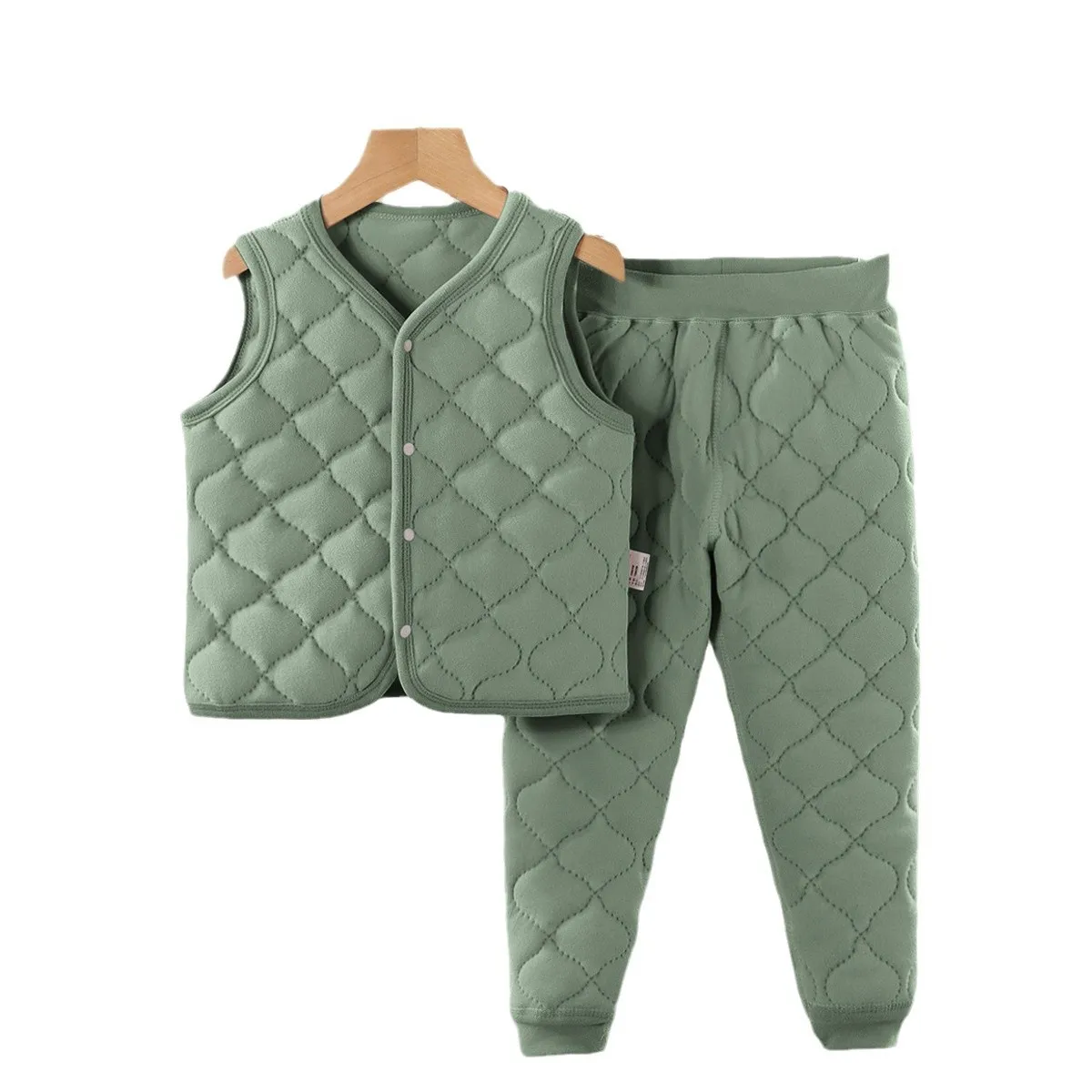 Conjunto térmico invierno algodón niños chaleco acolchado y pantalones - imagen 4
