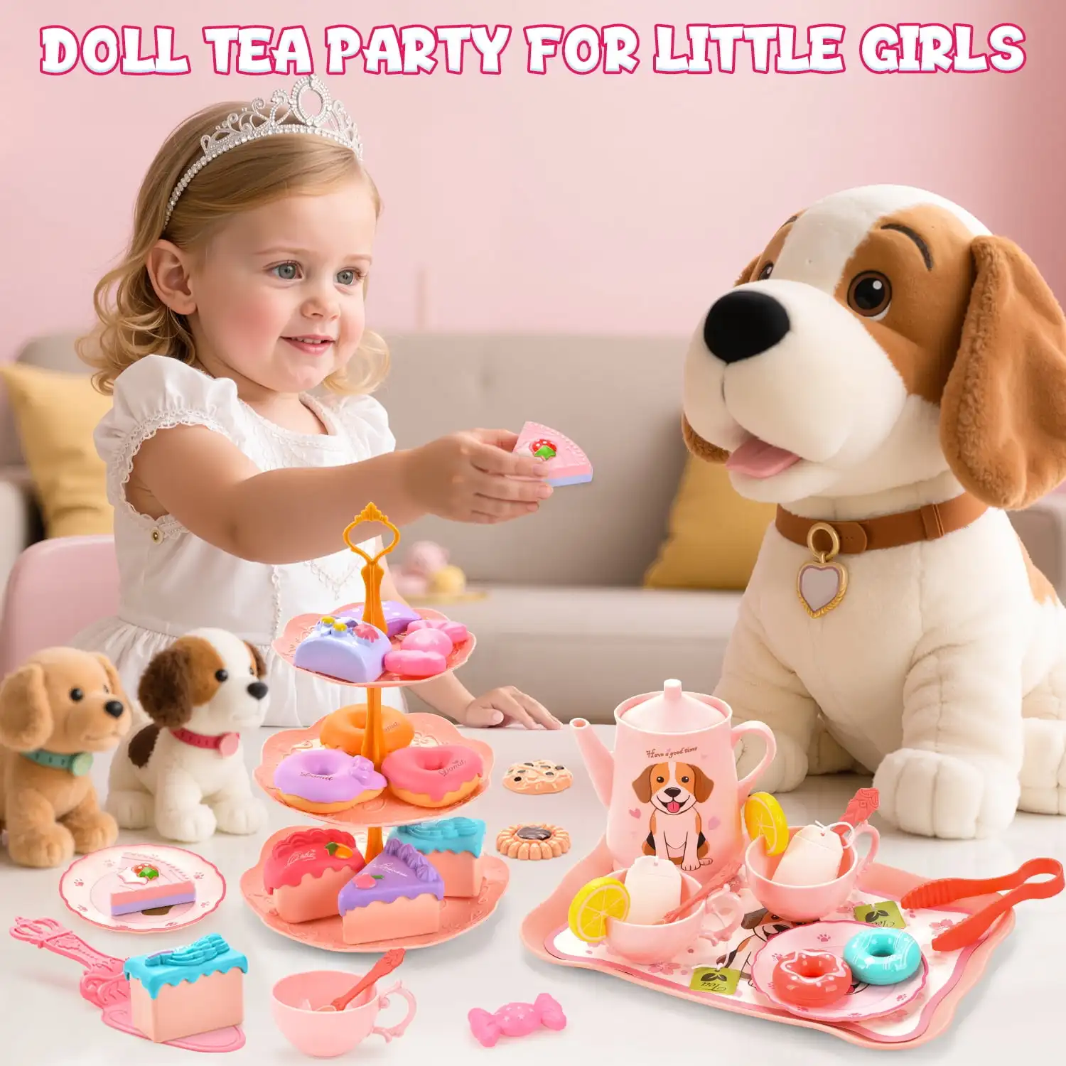 Juego de té princesa con tazita y platito para niñas