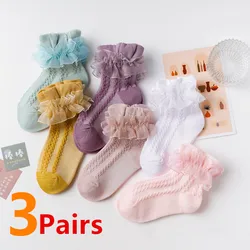 Calcetines tobilleros algodón con volantes para niña estilo princesa