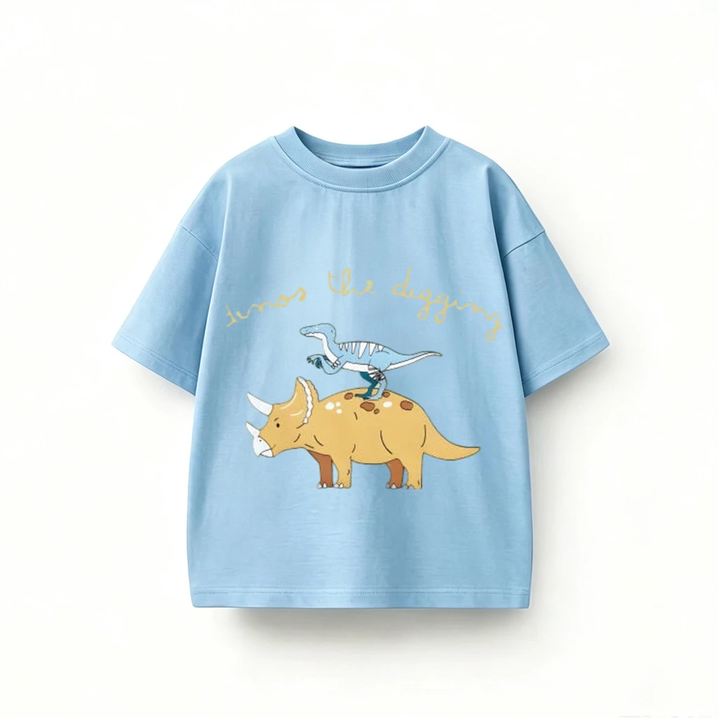 Camiseta dinosaurio de algodón para niños – verano cuello redondo - imagen 5