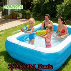 Piscina inflable rectangular de PVC para toda la familia