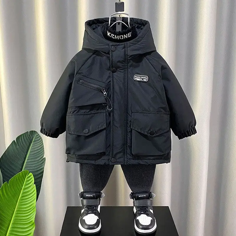 Abrigo de invierno con capucha grueso térmico para niños - imagen 3