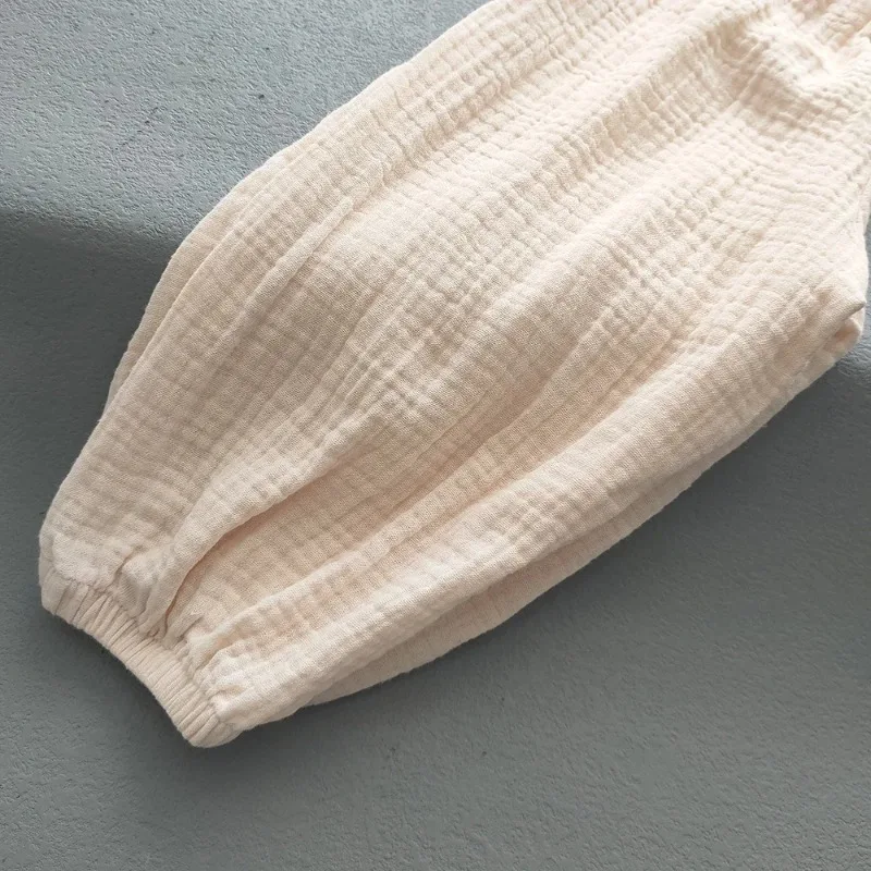 Pantalones harem de lino y algodón estilo coreano para niñas - imagen 4