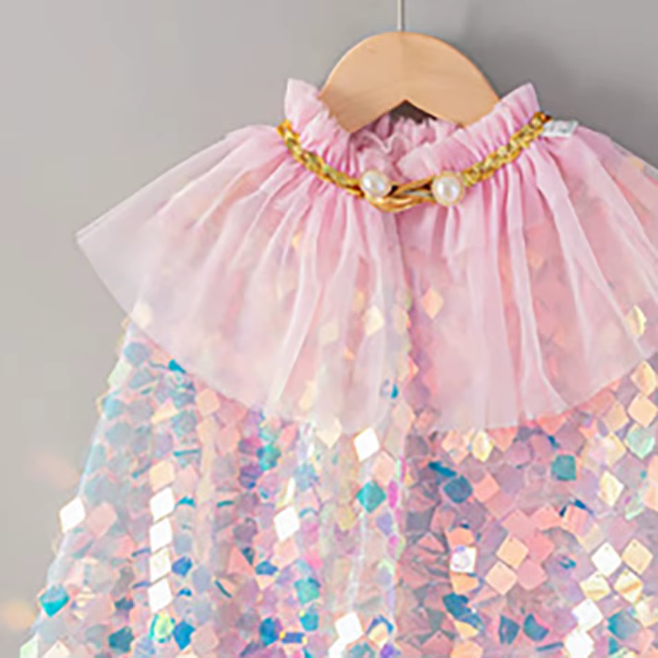 Capa de princesa con lentejuelas para disfraz infantil