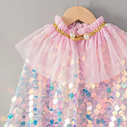 Capa de princesa con lentejuelas para disfraz infantil