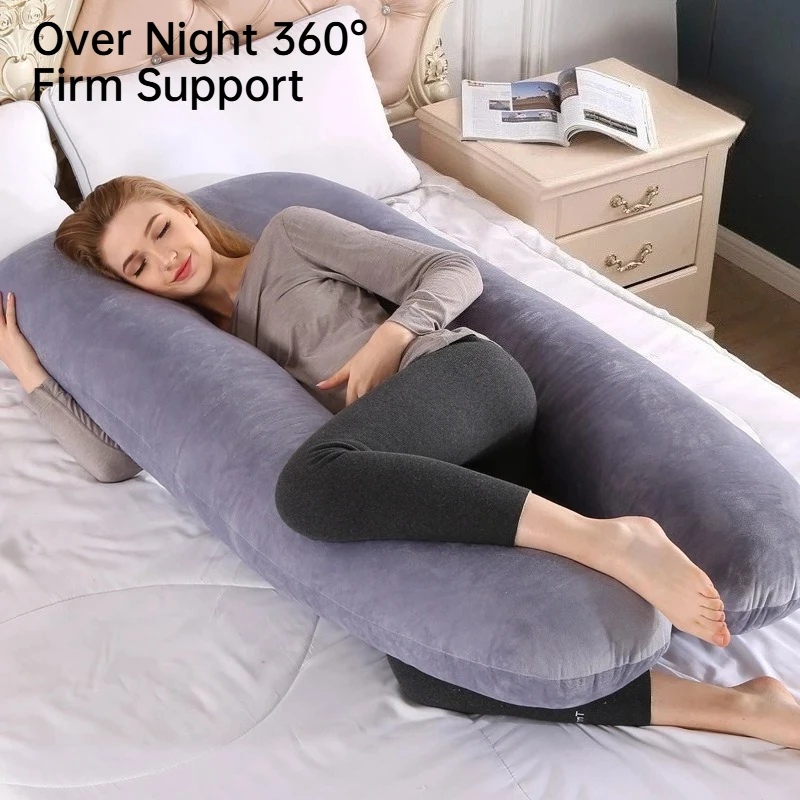 Almohada de embarazo U para dormir con funda extraíble, soporte total - imagen 3