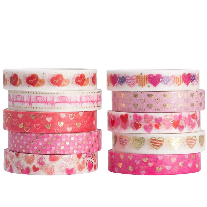 Cinta washi de corazones rosa para álbumes de recortes y diarios - imagen 3