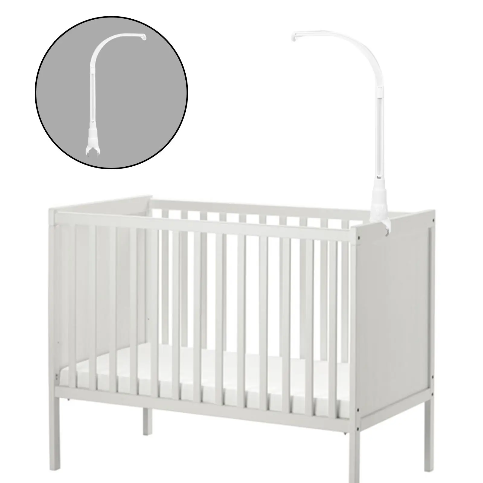 Soporte móvil para cuna con base giratoria y caja de música blanca - imagen 2