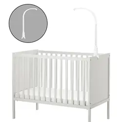 Soporte móvil para cuna con base giratoria y caja de música blanca
